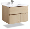 Mobile bagno sospeso in legno beige con lavabo e dimensioni 80 x 50 x 45cm
