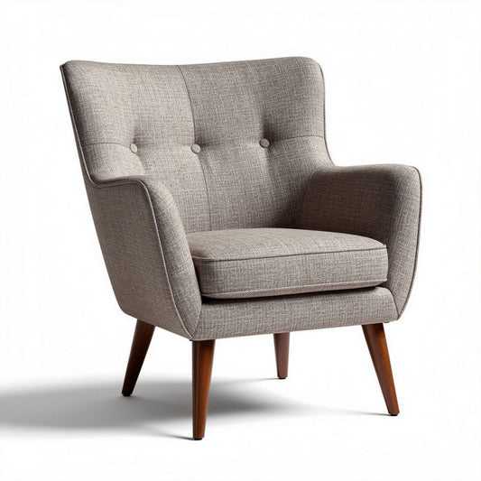 Poltrona grigia in tessuto con gambe in legno dimensioni 75 x 80 x 90cm