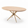 Tavolo ovale in legno di rovere con gambe in metallo cromato 150 x 90 x 75cm