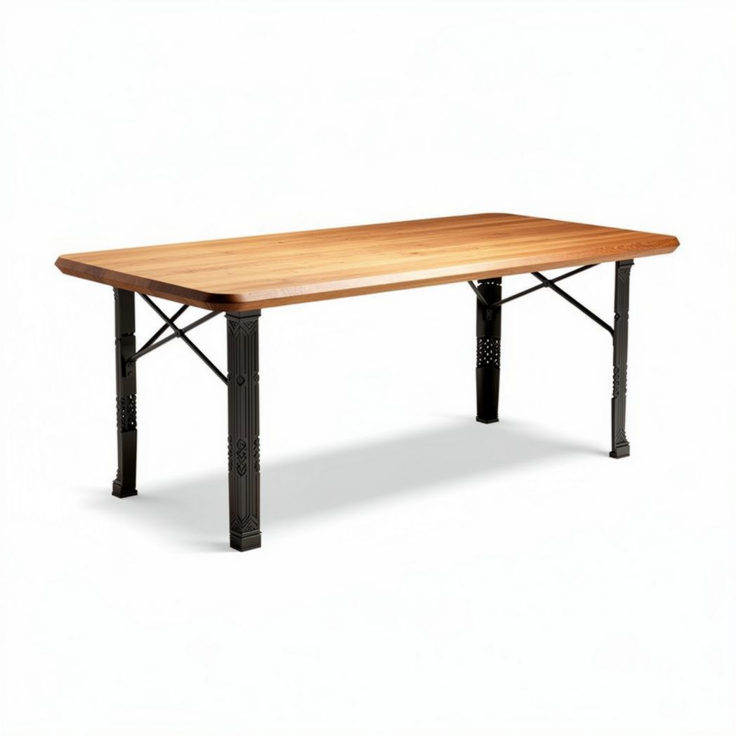 Tavolo da pranzo in legno massello e metallo dimensioni 180 x 90 x 75cm
