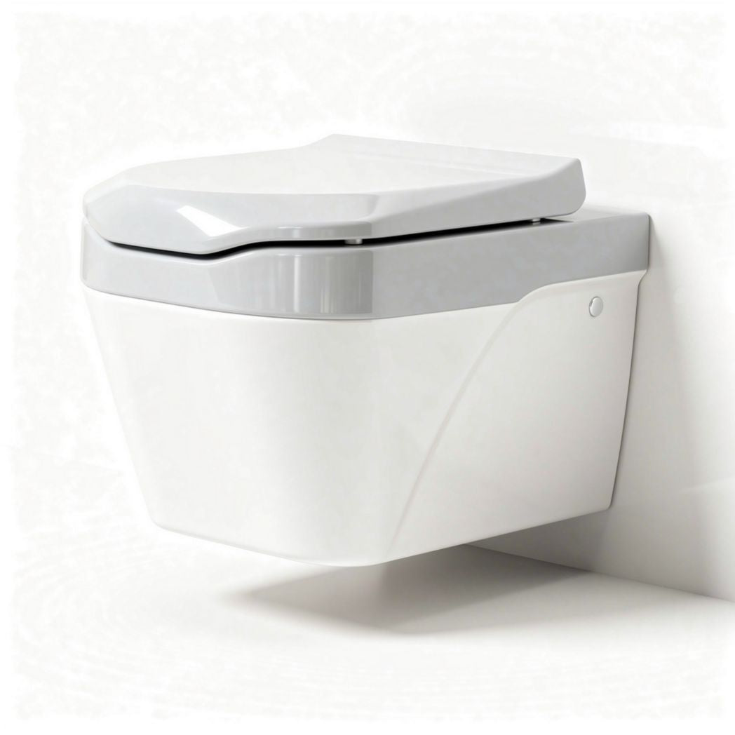 Vaso wc sospeso bianco con coperchio grigio dimensioni 50 x 36 x 34cm