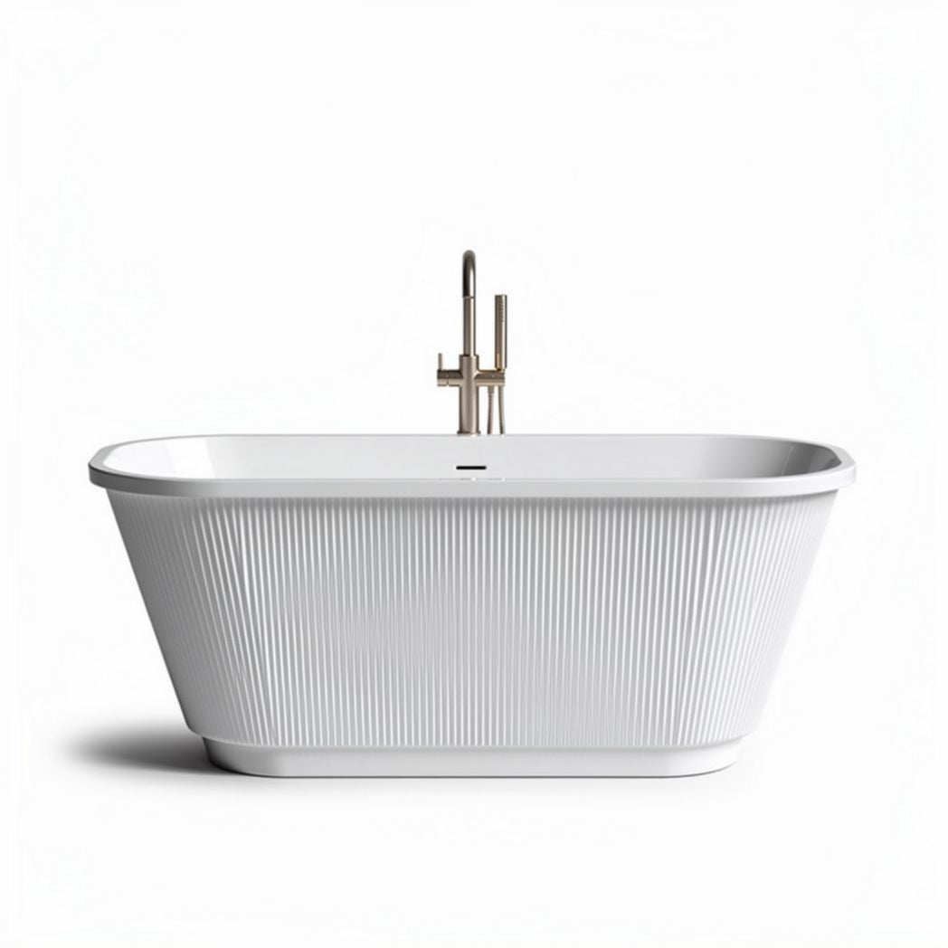 Vasca da bagno in ceramica bianca con rubinetto dorato 170 x 80 x 60cm