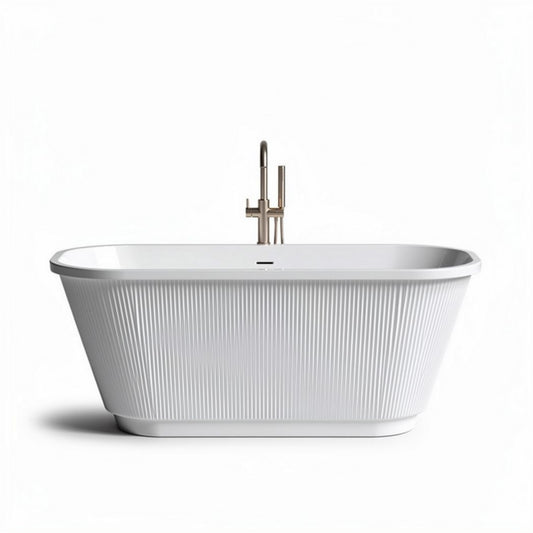 Vasca da bagno in ceramica bianca con rubinetto dorato 170 x 80 x 60cm