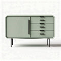 Madia in legno verde chiaro con maniglie nere e piedini in metallo 80 x 40 x 75cm