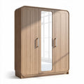 Armadio in legno con specchio dimensioni 180 x 100 x 50cm finitura naturale