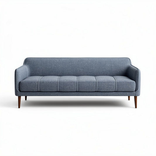 Divano moderno in tessuto blu 200 x 80 x 85cm con gambe in legno